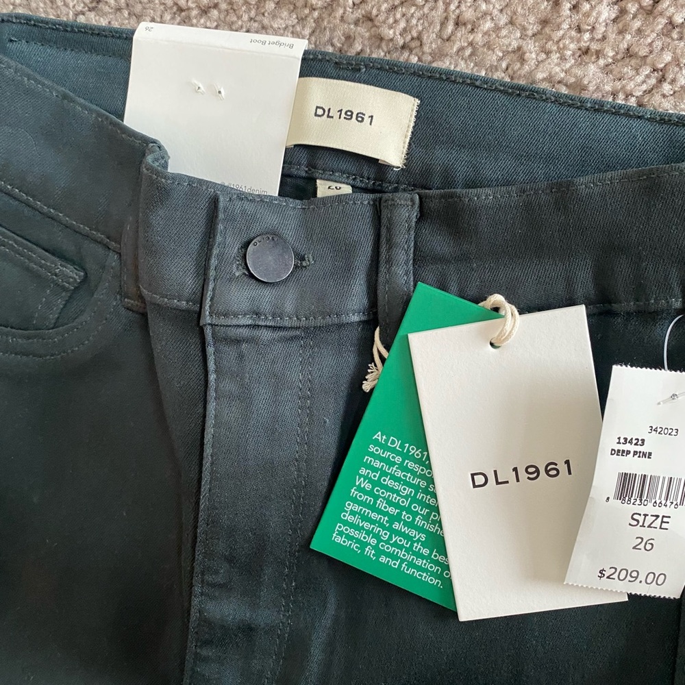 NWT DL1961 Bridget Boot High Rise Instasculpt Jeans Denim in Deep Pine Coated 26 - Picture 8 of 9